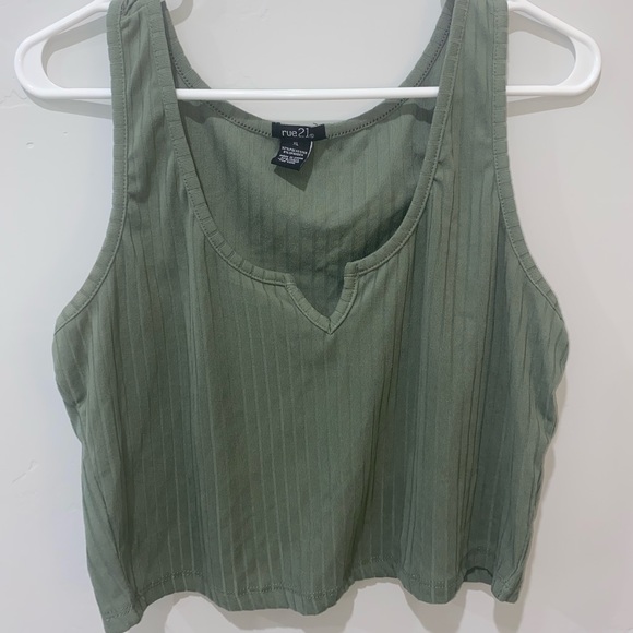 RUE21 Olive Notch Neck Crop Top - Picture 2 of 5